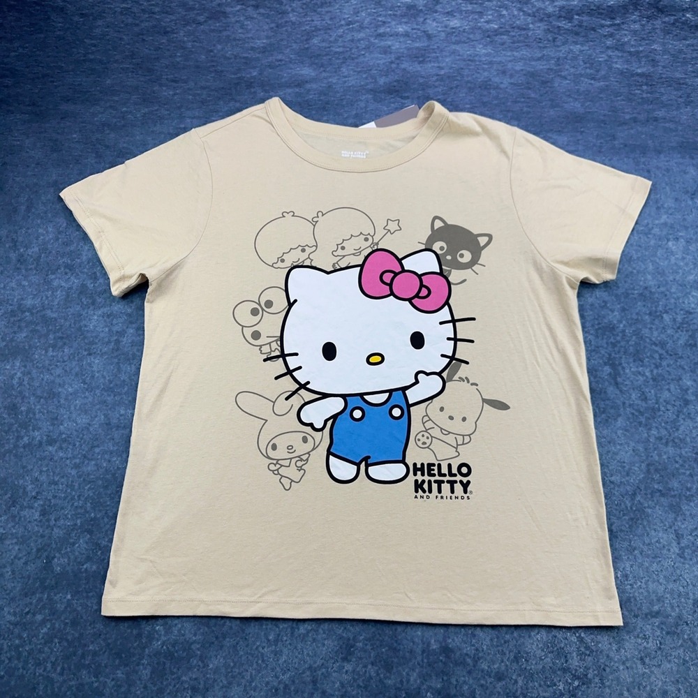 Hello Kitty and Friends Sanrio Graphic T-Shirt Cement‎ Beige Large SIL-34452 NEW